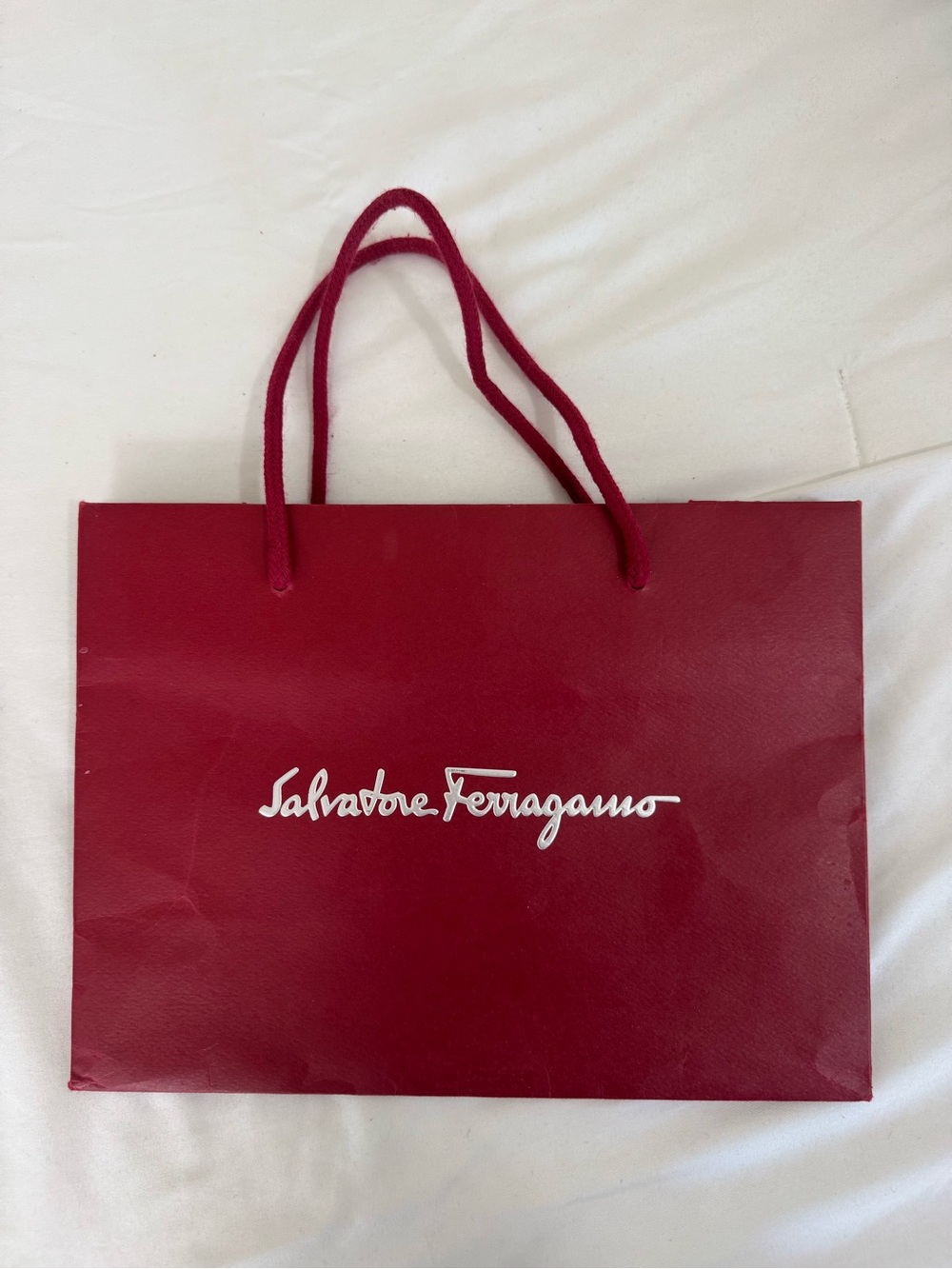 Salvatore Ferragamo Burgundy Paper Tote with White Logo